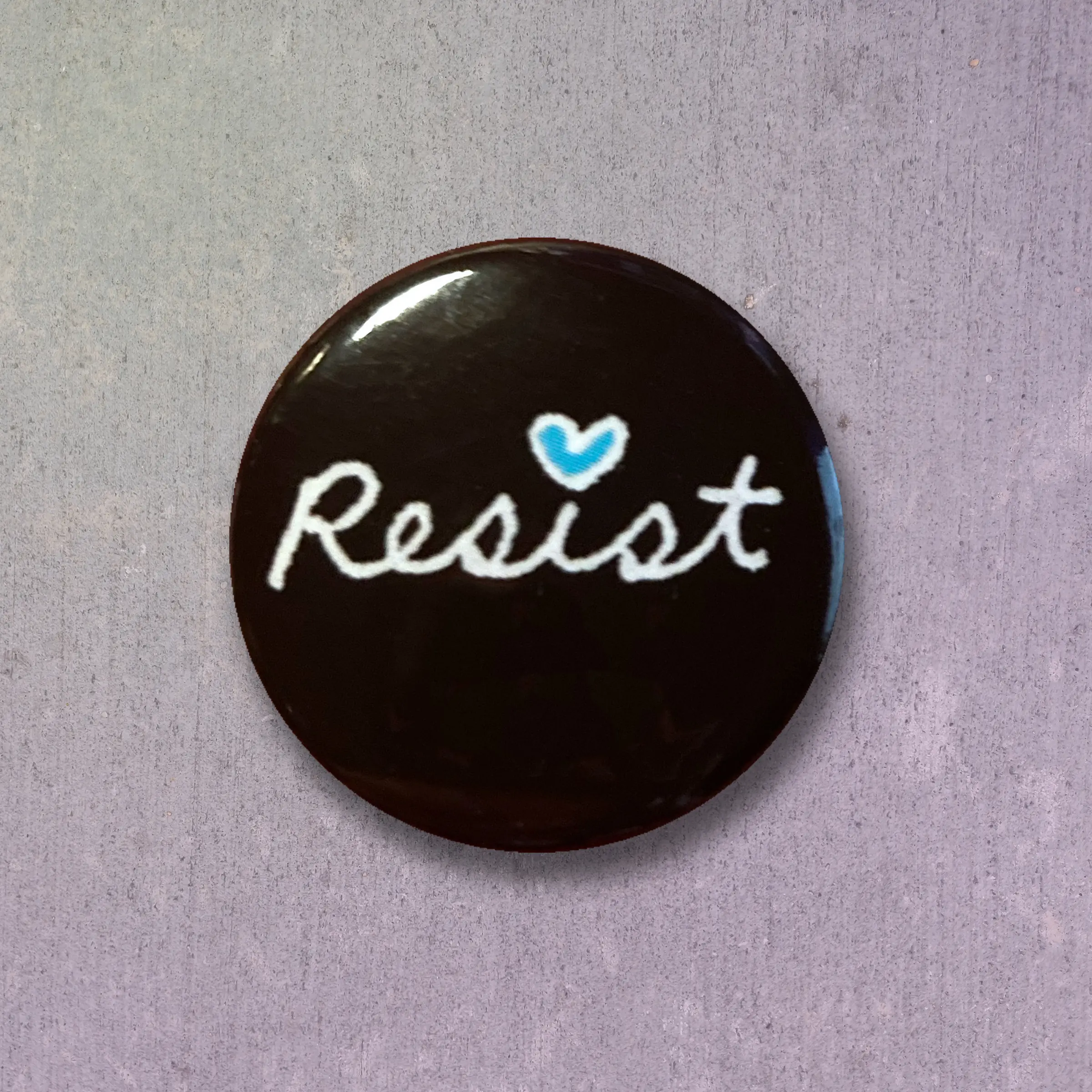 Resist with Heart 1" Pinback Button - Black Blue