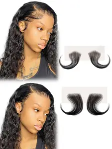 Human Hair Swiss Lace Baby Hair Stripes, Soft Natural Baby Hair Edges for Black Women, Reusable Invisible Lace Hairline
