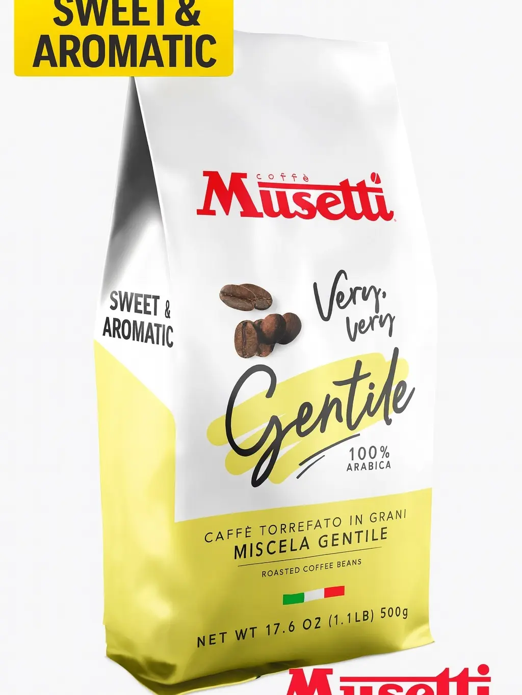 Musetti Gentile 100% Arabica Italian Coffee Beans Premium Roast – 500g / 17.6oz