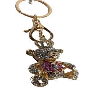 Cuddle Down Keychain with Sparkly Rhinestone Front Design Charm-Pink