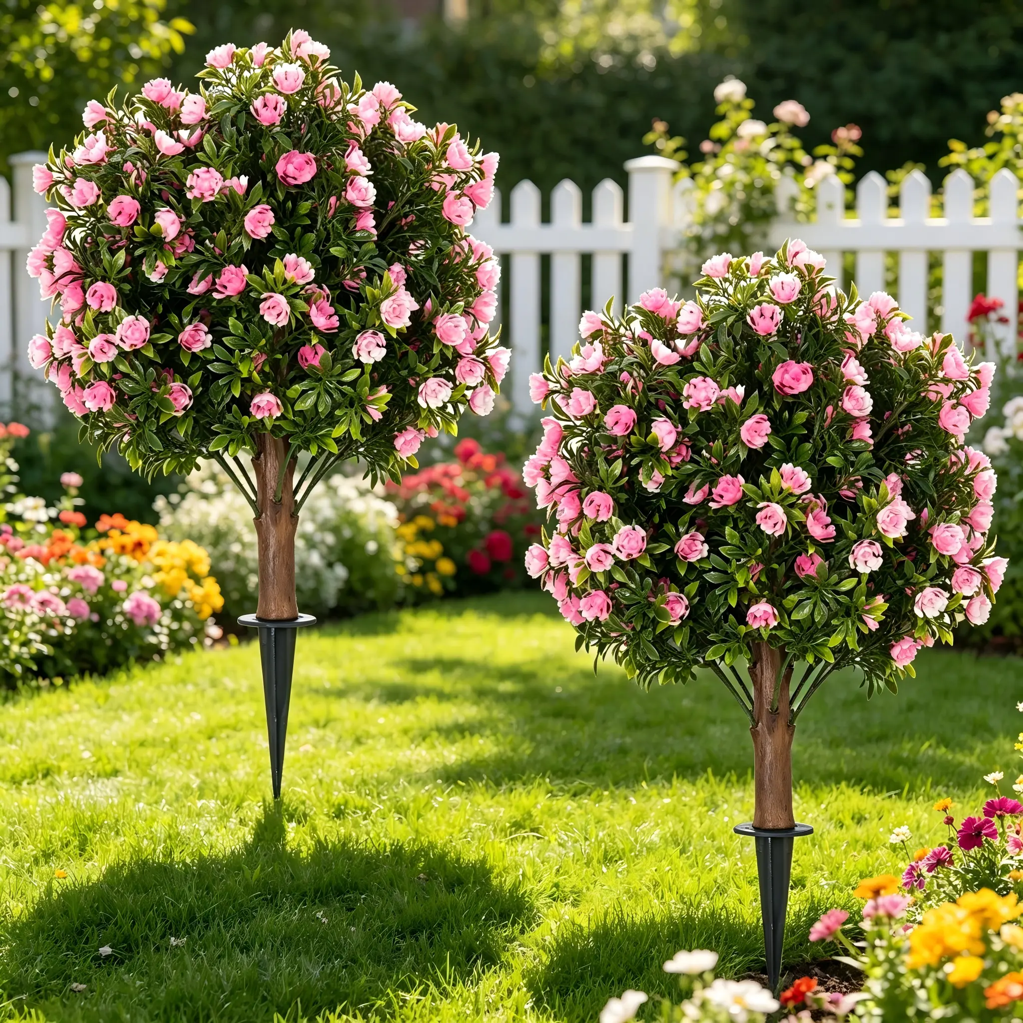 Artificial flowers potted roses artificial plants 2pcs anti-ultraviolet water-free care-free artificial bouquets suitable for outdoor and indoor large-scale wedding landscaping
