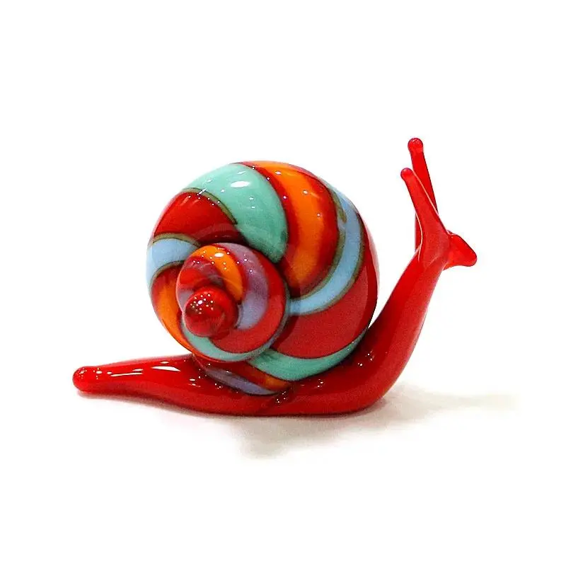 Handmade Multicolor 5cm Murano Glass Snail Miniature Figurines, Personalized Decorative Craft Collection, Home & Garden Decor, Kids Gifts, Cute Animal