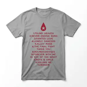 Found Heaven Tracklist Graphic Tee | Grey Album List Shirt | Concert Tour Outfit | Retro Pop Music Aesthetic Unisex Cotton Top | Fan Merch