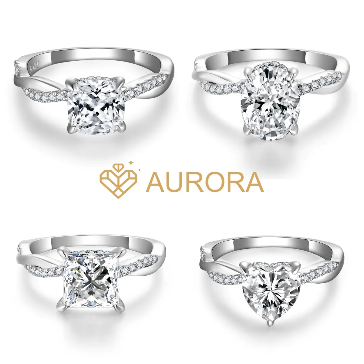 【#105 Ring】2 Carat Heart Shape Cut Full Moissanite Main & Side Stone 925 Sterling Silver Engagement Ring, Diamond Alternative, Daily Wear Jewelry, Engagement Ring Trends Gift
