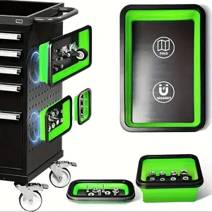 3pcs Collapsible Magnetic Parts Tray Set Garage Tool Organizer Silicone Tool Organizer Screw Holder For Auto Repair Mechanic Gift