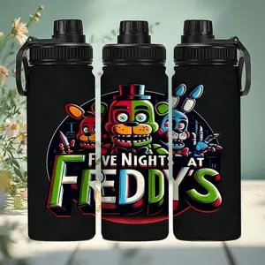 1pc 20oz Stainless Steel Insulated Water Bottle "Five Nights at Freddy's | Game Theme Sports Water Bottle", with handle and leak-proof lid. Suitable for various occasions. Personalized gift for birthdays/holidays