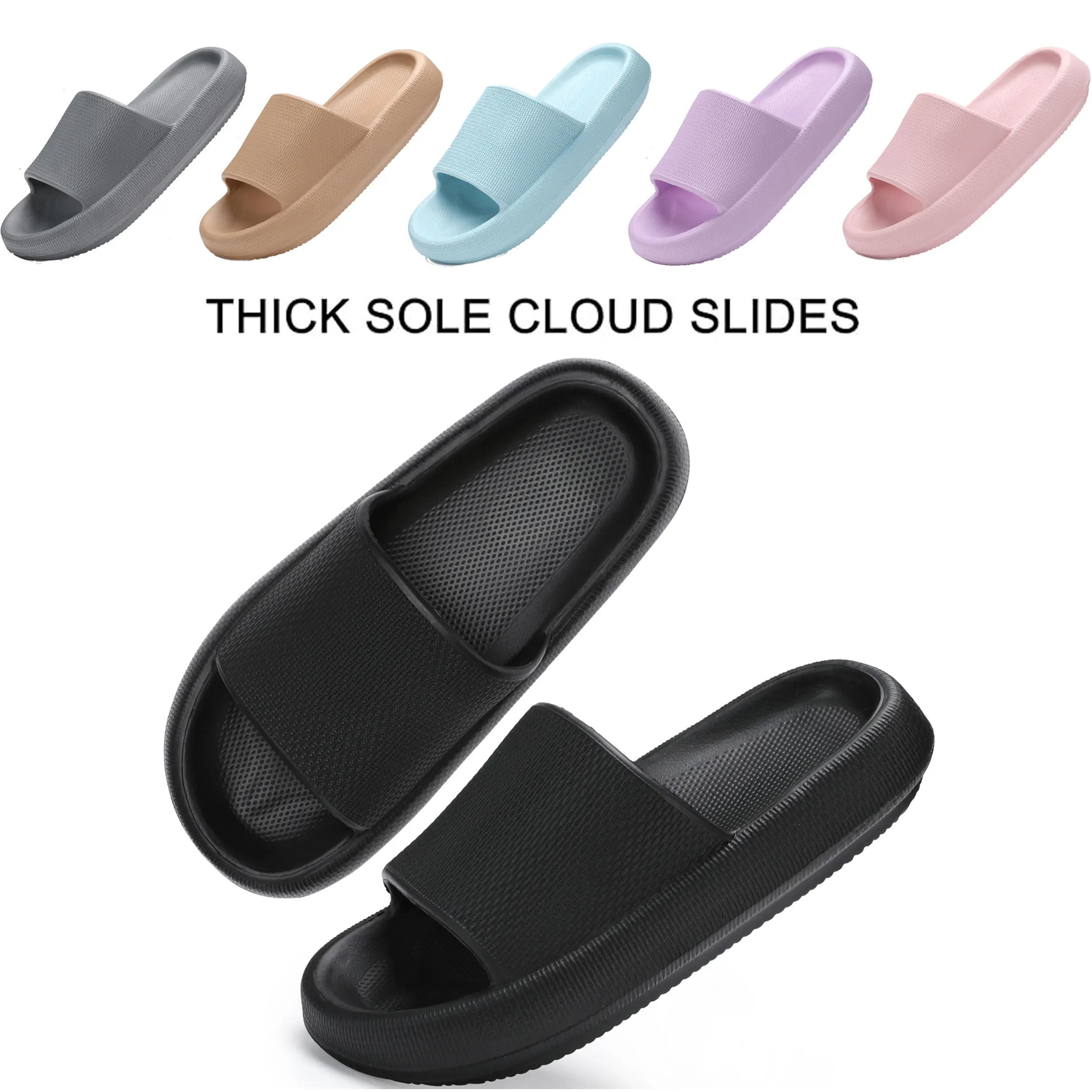 Unisex Cloud Slippers - Super Soft Pillow Sports Slides, Anti-Skid Thick-Sole Flat Footwear, Ultra Cushioned Indoor & Outdoor Shoes (Runs Small – Order 1 Size Up)