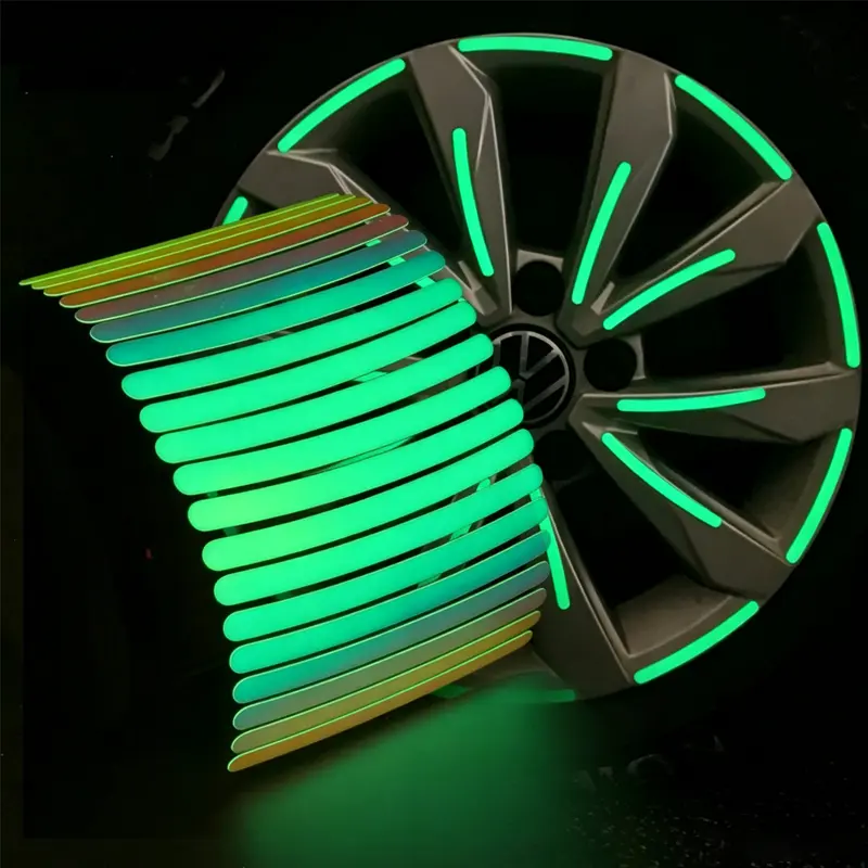 20pcs Car Wheel Hub Luminous Stickers, Colorful Gradient Laser Body Modification Decals, for Car Wheel Rims, Bicycles & Motorcycles