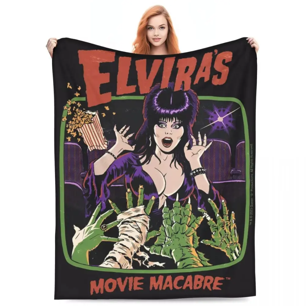Elviras Mistress Of The Dark Movie Flannel Blankets Soft Funny Throw Blanket Cozy Lightweight Plush Portable Cover Blanket For Sofa,Warm Gift For Birthday,Christmas,Multiple Blanket