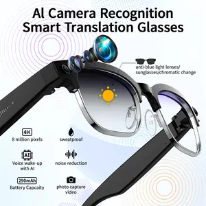 AI Smart Camera Glasses | 164-Language Real-Time Translation | Capture Photos & Videos Anytime — Great for Hiking, Cycling & Travel | Bluetooth Music & Calls | Compatible with Android & iOS | Perfect Gift for Tech Lovers