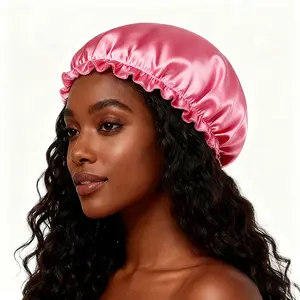 1pcs Breathable Bonnet For Women Hair Care, Reusable Hair Wrap For Sleeping With Elastic Stay On Head, Solid Color Shower Cap Sleep Cap - Bathroom Accessories