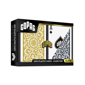 Copag 1546 100% Plastic Playing Cards – Poker Size Regular Index (Black & Gold Double Deck)