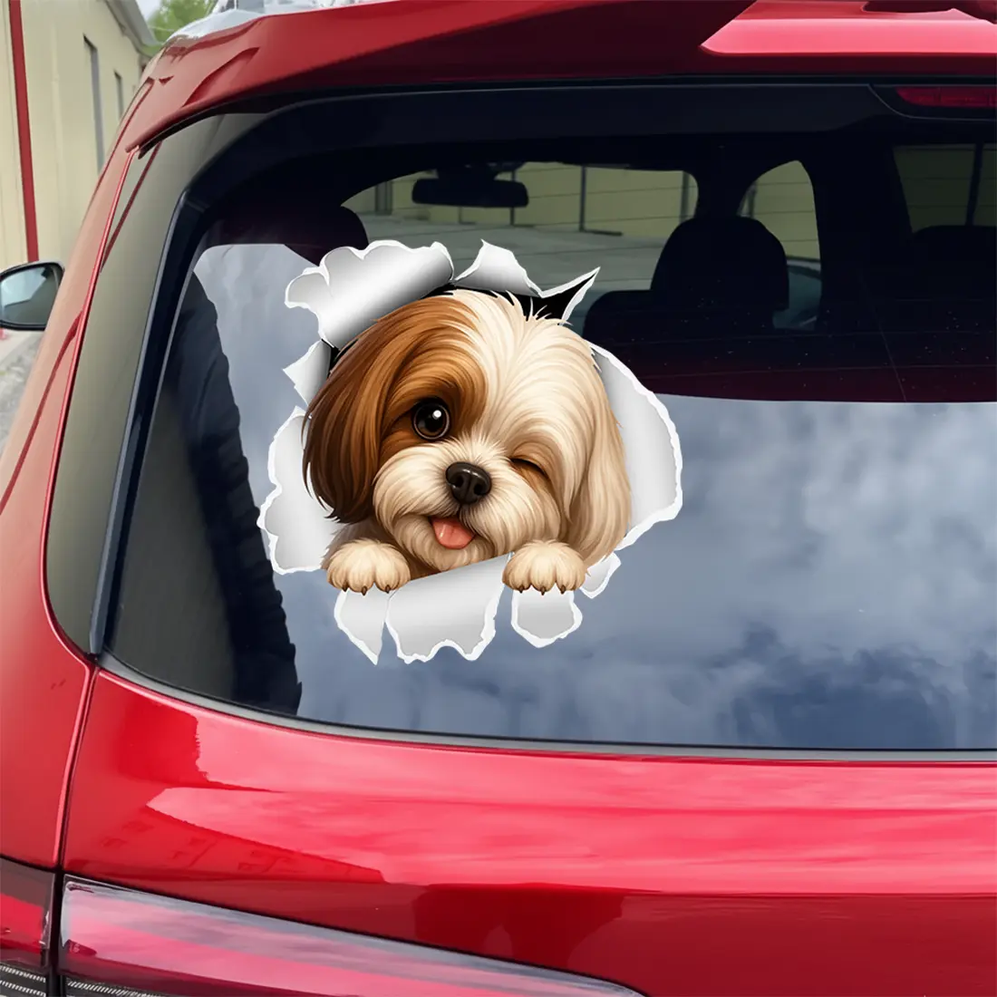 Shih Tzu Sticker - Funny 3D Peeking Dog Car Decal, Pet Lover Gifts, Cute Animal Vinyl Waterproof Bumper Stickers for Car, Truck, Wall & Window