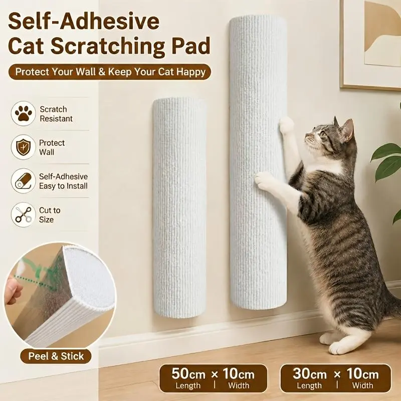 Wall-Mount Self-Adhesive Cat Scratching Pad - Rainbow Stripes, Corner Shape Space-Saving 3D Claw-Sharpening Training Tunnel, Wear-Resistant Thick Fabric Climbing Mat for Secure Fit