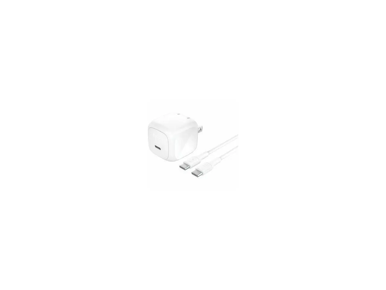 Belkin 45W Portable Cubic USB-C Wall Charger w/ USB-C Cable  1xUSB-C Foldable Prongs Fast Charge Power Adapter White Model WCA013DQ1MWH-B6