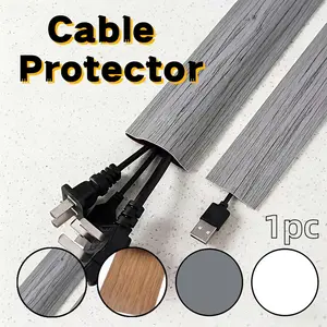 5.5CmX2Meters 1Pc Self-Adhesive Long Cable Protector, Floor Cable Cover For Office Cable Management, Cable Organization, PVC Plastic Cable Protection, Open Wire Crimping Groove, Hidden Cable Organizer, Cable Cover