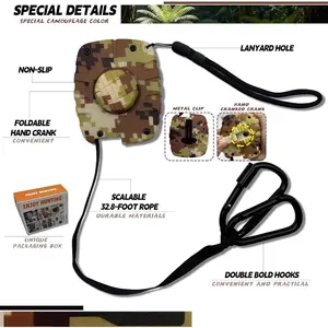 32.8FT Retractable Bow Hoist for Tree Stand Camo Gear Hoist System with Auto-Lock Hook - Quiet & Tangle-Free Bow Rope for Deer Hunting - Essential Saddle Hunting Accessories