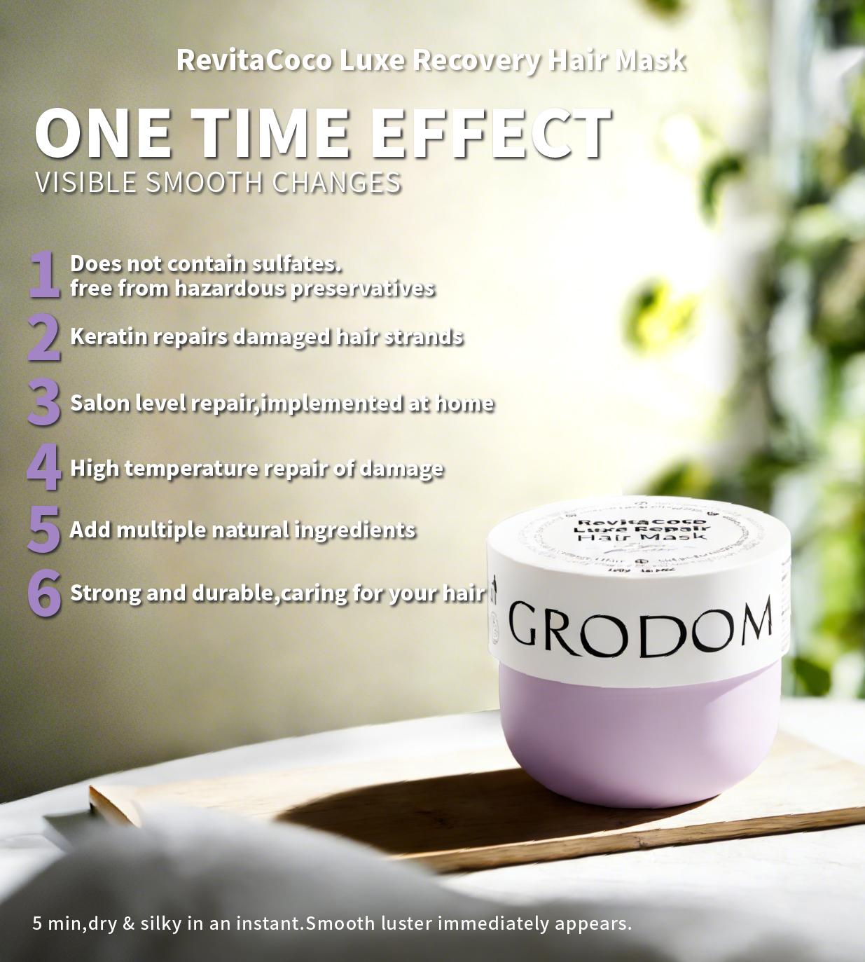 GRODOM Hair Growth & Repair Set, Amino Acid Shampoo & Keratin Hair Mask, Deep Conditioning for Damaged Dry Curly 3A to 4C Hair, Anti-Frizz Hydrating Treatment, Sulfate-Free, Scalp Refreshing, Strengthens Roots & Nourishing, 300ml x 2