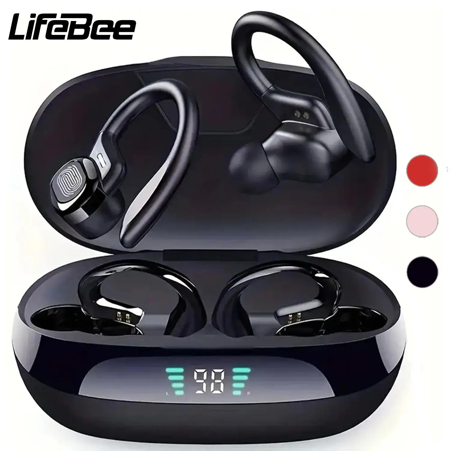 LIFEBEE Wireless Audio Earphone, In-ear Design Earphone with LED Power Display, Noise Cancelling Earphone for Sports Running, Back to School Gifts