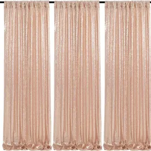 Rose Gold Glitter Sequin Backdrop Curtains 4 Pieces 2ftx8ft for Weddings, Parties, and Dessert Backdrop