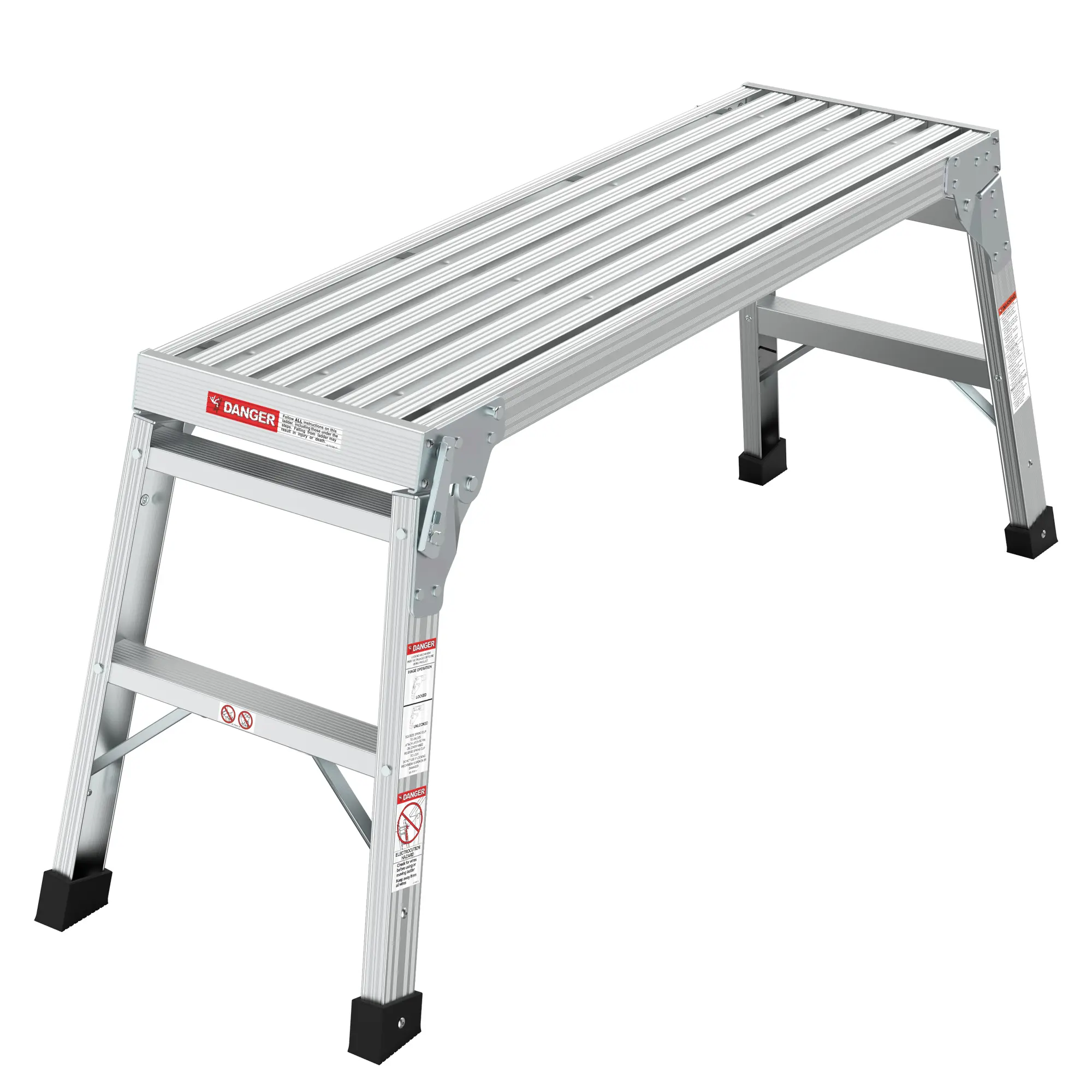 Bellemave Work Platform Aluminum Portable Bench Folding Ladder ANSI 225 LBS Capacity 40" Ultra-Light Durable Non-Slip Surface