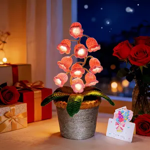Handmade Crocheted Lily of the Valley LED Lantern - Valentine's Day, Mother's Day Gift (Comes with Exquisite Gifts), Cute Ornament, Warm-light home, Bedside desk decor, valentine's day decor, ramadan decoration 2026