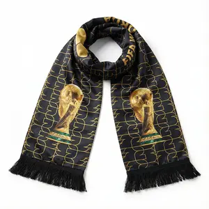 This unisex polyester scarf features a trophy print and playful fringe details, crafted from lightweight, soft, and breathable polyester. This versatile accessory is suitable for both men and women and can be worn year-round.