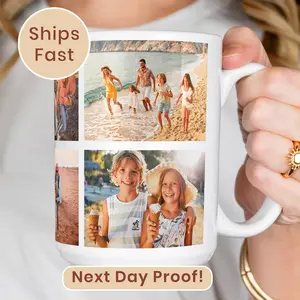 Custom Photo Collage Mug, Your Photo, Your Text, Personalized Photo Mug, Custom Coffee Cup Gift for Family and Friend, Memory Keepsake