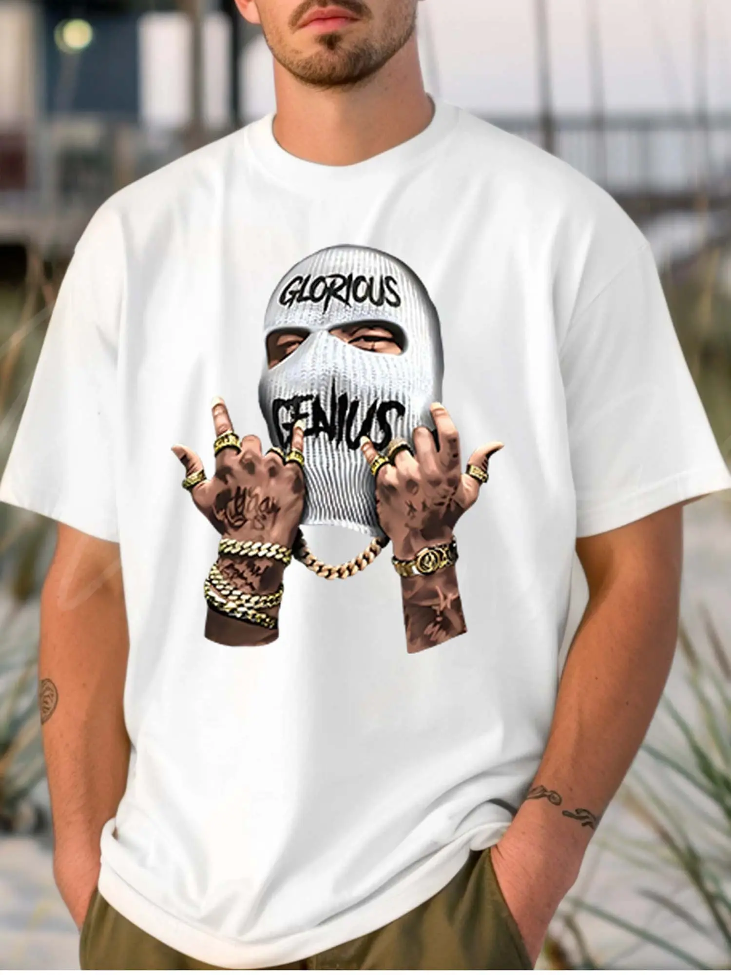Pure - Cotton White T - shirt for Men_ _Glorious G unisex soft cotton short sleeve t shirt, vintage graphic casual tee for men women teens, perfect birthday holiday gift for camping travel gym daily street  wear