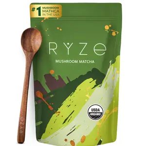 RYZE Mushroom Matcha, USDA Organic with 6 Adaptogenic Mushrooms and Ceremonial-Grade Japanese Matcha for Energy, Focus, Digestion, Immunity with Turkey Tail, Shiitake, Lion's Mane, Reishi, 30 servings