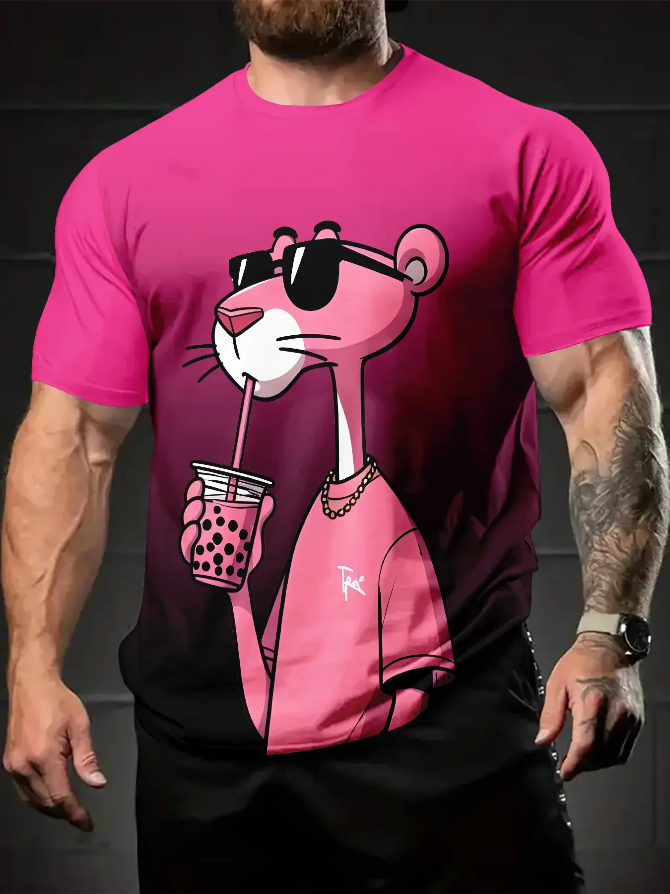 Men's 3D Digital Print T-Shirt, Casual Streetwear Fitted Short Sleeve Round Neck, 100% Polyester, Perfect Holiday Gift for Men