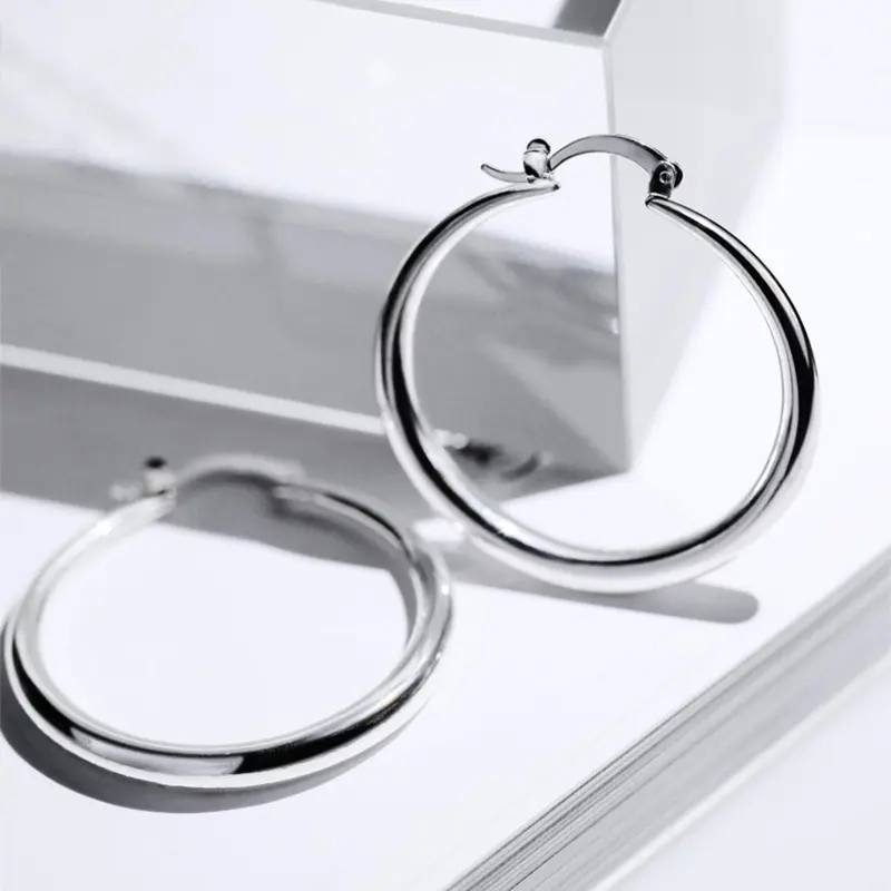 1 Pair Fashion Elegant Geometric Design Hoop Earrings, Geometric Hoops, Simple Matching Ear Jewelry, Fashionable Earrings for Party, Daily Clothing Decor for Girl