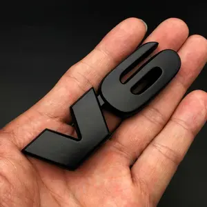 1pc V6 3D ABS Matte Black Rear Side Emblem Badge, Car Trunk Sticker Vehicle Exterior Decoration Car Decorations For Car Motorcycle Truck SUV