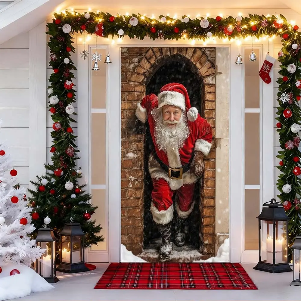 1pc Transform Your Entryway with Festive Christmas-Themed Door Cover and Curtain – Featuring Santa Claus, Red and Green Holiday Style Decor, Perfect for Creating a Cozy and Inviting Casing to Enhance Holiday Spirit in Your Home This Season