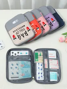 Portable Medical Bag with Drug and Pill Pattern, Compact First Aid Kit, Travel Friendly Kit, Emergency Supplies, Travel and Home Storage Bag, Essential Health Accessory, Emergency Survival Kit