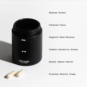 Dos Stress Support Supplement for Reducing Cortisol- Reduces Stress, Enhances Focus + Mood Balance with Ashwagandha, L-Theanine, GABA, Magnesium, Lemon Balm Extract, Vitamin C, & Vitamin B6 Healthcare Fitness