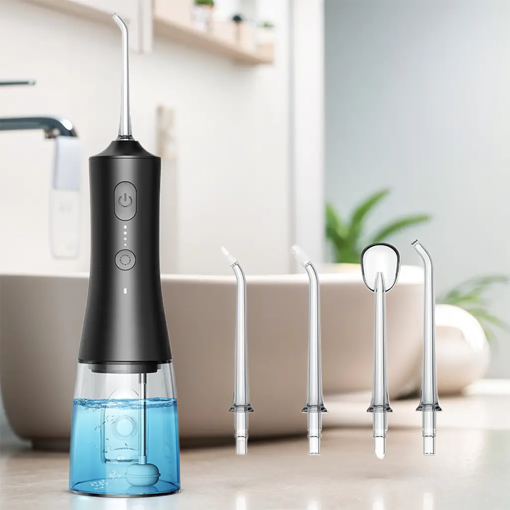 Operan Cordless Water Flosser, Portable Oral Irrigator for Gum Health with Large Tank, 4 Modes & 4 Replaceable Nozzles, IPX7 Waterproof, USB Rechargeable for Home & Travel - Black, Large Tank For Full Mouth Rinses, Eco-Friendly, Home Or Travel Ready, 1 Un