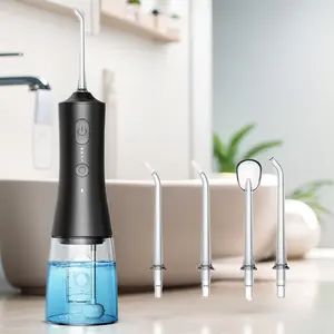 Operan Water Flossers - Upgraded 300ml Cordless Water Pick Portable Rechargeable Oral Irrigator for Mother's Day Gift with 4 Modes 4 Jet Tips IPX7 Waterproof Dental Floss for Home Travel (Black)