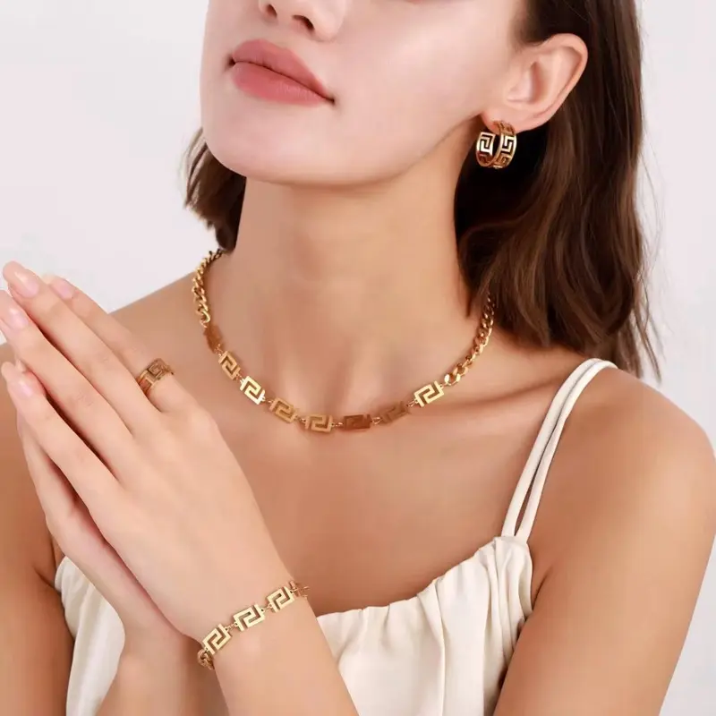 Women’s Stainless Steel set Chain Necklace with RiMellite Jewelry Accessory