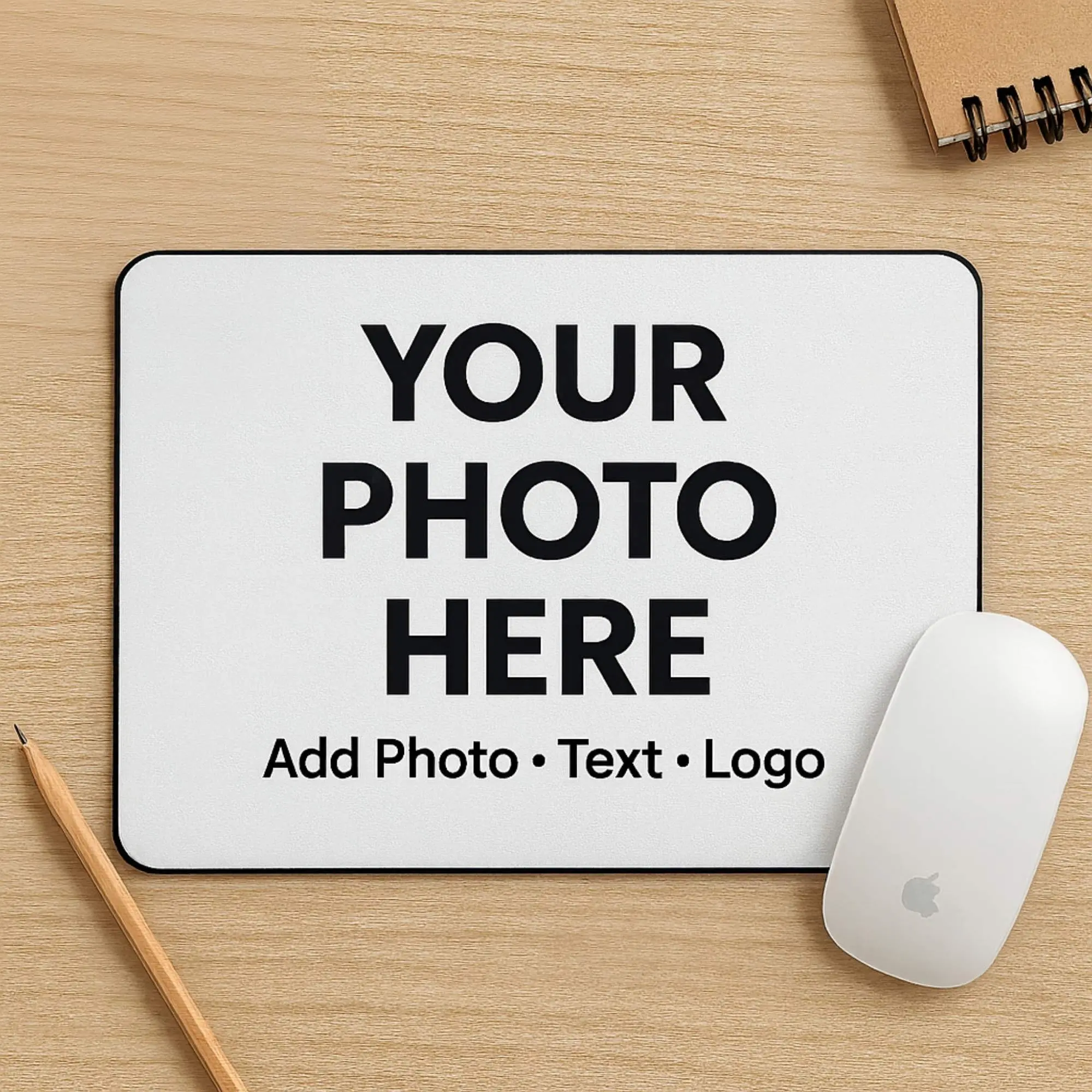 Custom Mouse Pad Add Your Photo Text Logo or Design Personalized Desk Mat for Office Home School Gaming Smooth Neoprene Surface in Rectangle Square Round Shapes