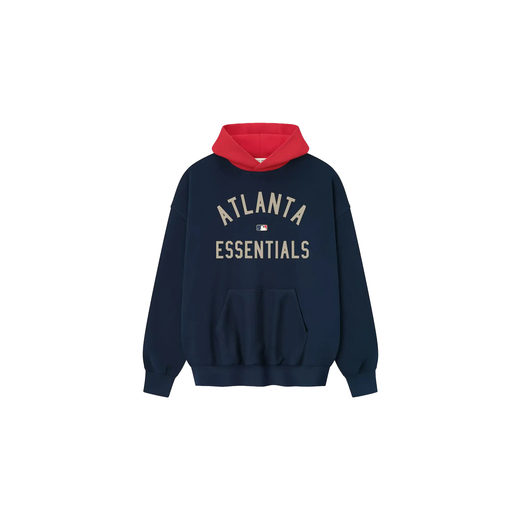 MLB Mens Braves Sport Fit Pullover Hoodie "Midnight Navy / Red" 192ML252017F