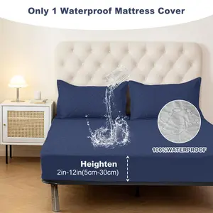 Waterproof Mattress Protector Quilted Mattress Cover with Deep Pocket up to 12 Inches, Soft Comfortable Sheet,Washable & Durable,Must Have for Home, Bedroom, Hotel