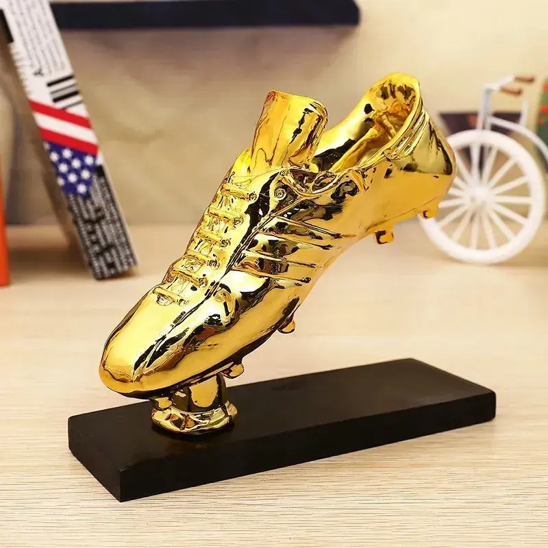 Alessio&Emilio Sandoval Customized Gold Shoe Resin Football Trophy, 20x7x17cm Personalized Sports Collectible Award for Display