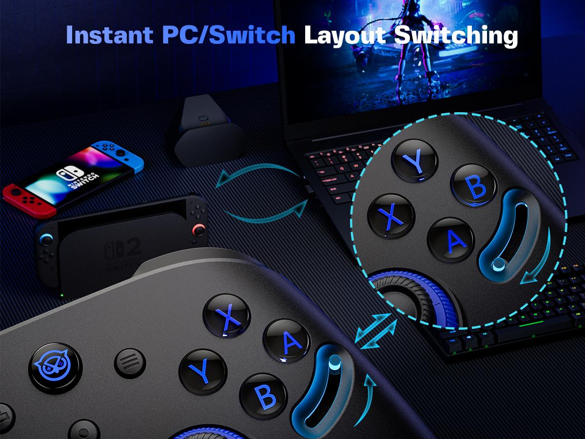 NYXI Imperial(Not for Xbox) PC Gaming Controller with Adjustable Tension TMR Joysticks (Zero Drift), Interchangeable ABXY Buttons for PC/Switch Layouts, Dual-Mode Hall Triggers, 1200mAh Battery & Charging Dock – Compatible with PC, Switch, Android, TV