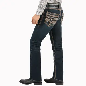LAMASINI JEANS Cowboy HEAVY Denim Jeans LM26502 Dark Blue Color