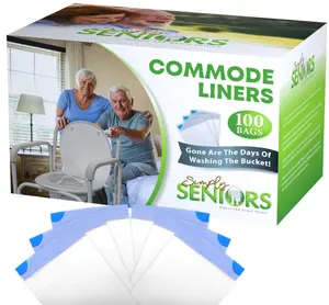Commode Liners - 100 Strong Portable Toilet Bags - Easy To Use Bedside Commode Liners Disposable - Toilet Liners That Support Dignity of Seniors & Disabled - No More Buckets to Wash - NO Absorbent Pad