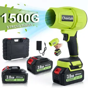 Cheetah Cordless Leaf Blower with 2 x 3000mAh Batteries 48Vmax Brushless Motor Violent TurboFan for Car Drying Leaf Cleanup & Snow Removal 1500G Strong Thrust