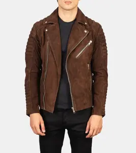 Guiliano Men's Brown Suede Leather Biker's Jacket