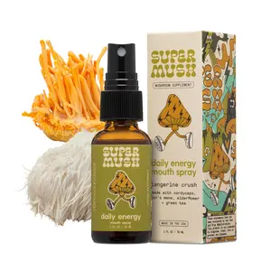 SuperMush Daily Energy Mouth Spray - Mushroom Supplement - Lions Mane & Cordyceps Mixed Mushrooms Extract Pure Liquid Sprays for Focus, Stamina & Clarity - 30ml Organic Lions Mane Fungi Spray