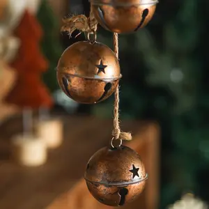 Decorative Golden Bell Pendant with Hemp Rope, Vintage Home Decoration for Festive Occasions, Cute and Lovely Design